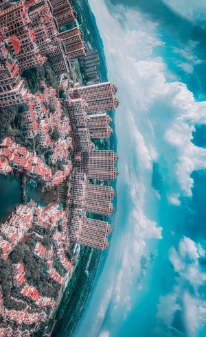 天空-天际-蓝天白云-建筑-小区 图片素材