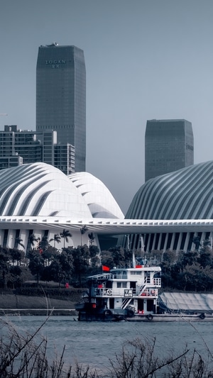 艺术中心-南宁-建筑-城市-河道 图片素材