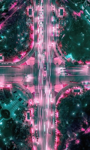 调色-航拍-路口-车流-南宁 图片素材