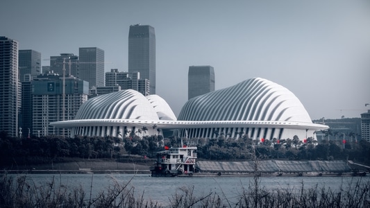 艺术中心-南宁-建筑-城市-河道 图片素材