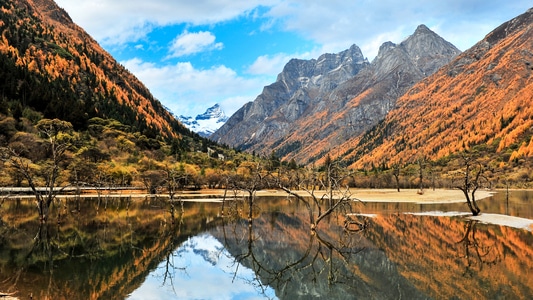秋色-风光-风景-四川省-蓝天白云 图片素材