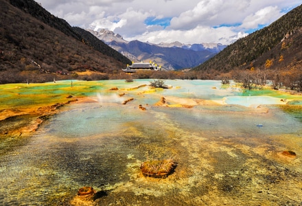 风光-风景-四川省-黄龙-蓝天白云 图片素材