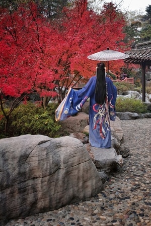 人像-古风-汉服-秋天-红叶 图片素材