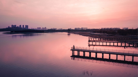 风景-日落-湖-航拍-夕阳 图片素材