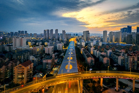 应天大街高架-南京-夜景-灯光-河西金鹰 图片素材