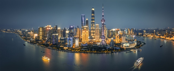 上海市-色彩-航拍-夜景-灯光 图片素材