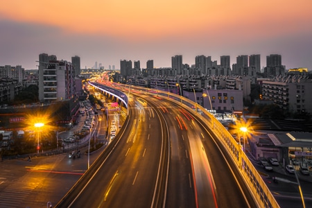 夕阳-南京-应天大街高架-大明路-城市 图片素材