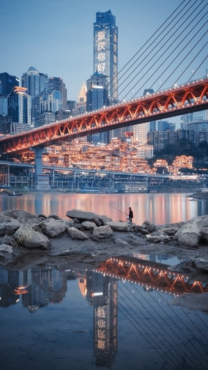 色彩-重庆-夜景-洪崖洞-倒影 图片素材