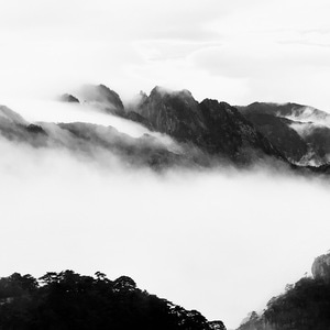 水墨-黑白-黄山-风景-风光 图片素材