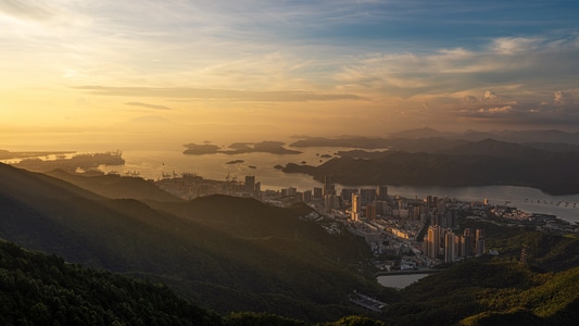 深圳-海-日出-盐田港-沙头角 图片素材