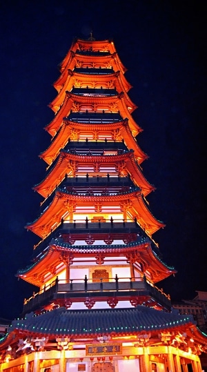 夜游-古塔-古建筑-永安塔-夜景 图片素材