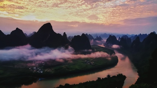 日出-桂林-旅拍-阳朔-自然风光 图片素材