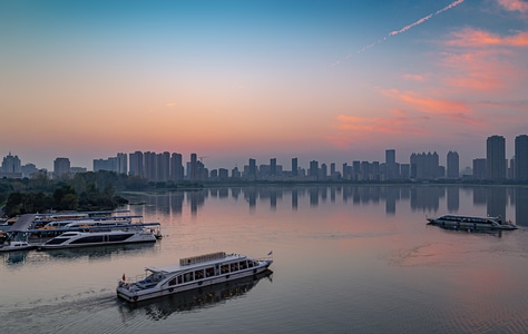 沙湖-夕照-日落-晚霞-武汉 图片素材