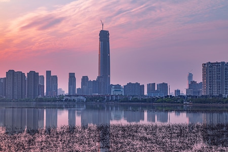 建筑-市容-高楼-日落-武汉 图片素材