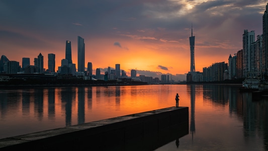 广州-a7r2-城市建筑-日落-码头 图片素材