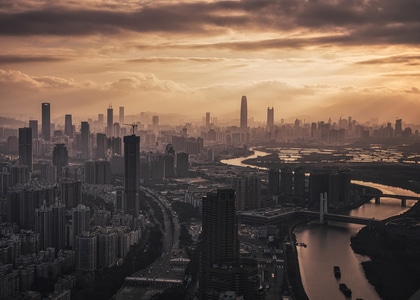 城市-城市风光-黄金时刻-日出-深圳市 图片素材