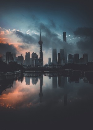 上海-cityscape-中国-日出-城市 图片素材
