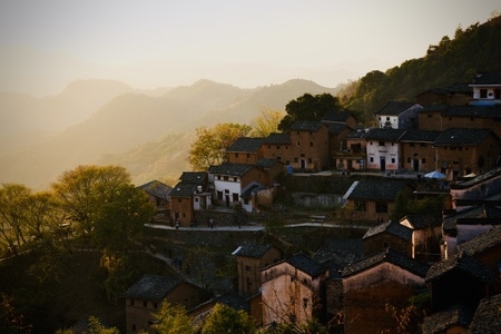 黃山-塔川-村落-房屋-树 图片素材
