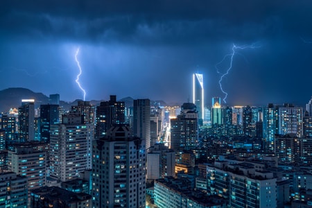 兰州-闪电-夜景-建筑-中心 图片素材