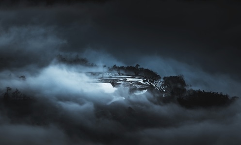 风光-梯田-迷雾-天空-自然 图片素材