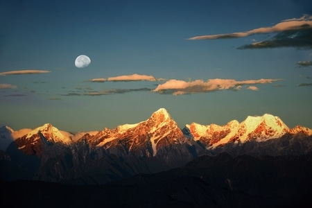 多重曝光-雪山-日出-户外-风景 图片素材