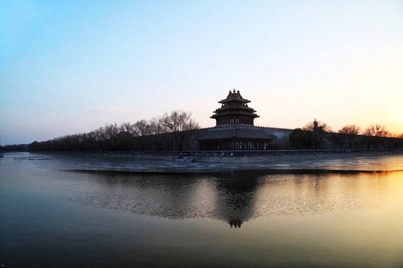 旅行-北京-故宫-湖-故宫角楼 图片素材