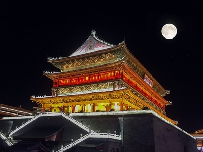 旅行-长安-夜景-夜景-古建筑 图片素材