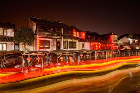 夜景-长曝-旅游-西塘古镇-光影 图片素材