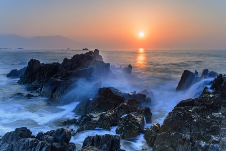 艺术风光-海景-青岛-日出-礁石 图片素材