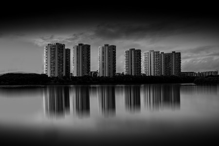 风光-黑白-建筑-高楼-楼房 图片素材