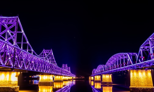 灯光-城市-桥-夜景-黑夜 图片素材