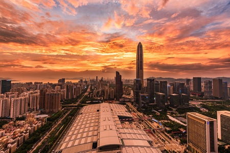 台风-深圳-平安大厦-火烧云-晚霞 图片素材
