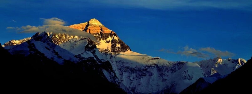 西藏-珠峰-日落-玉带云-自然 图片素材