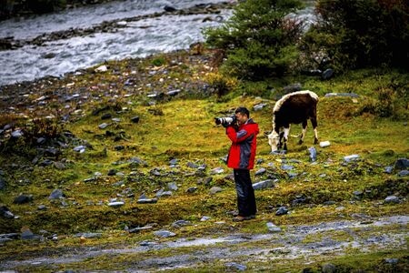 风光-川西-户外-旅行-男性 图片素材