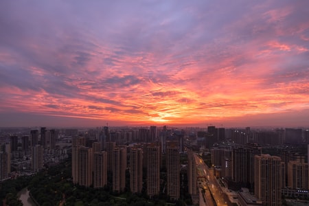 风光-城市-成都-朝霞-70周年人文 图片素材
