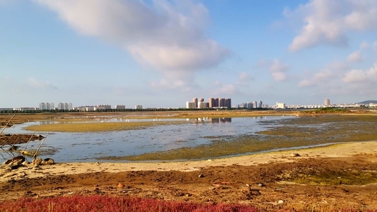 威海市-乳山风光-生态环境-风光-潮汐湖风光 图片素材