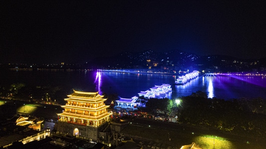 夜色-风光-航拍-广济桥-广东广济桥 图片素材