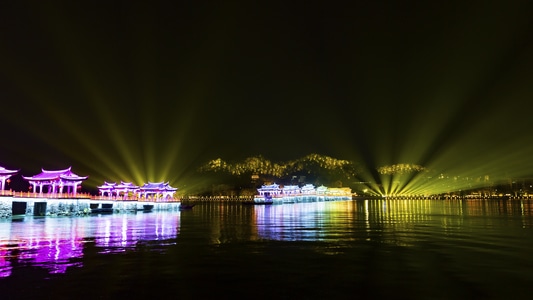 风光-潮州-七彩广济桥-桥-建筑 图片素材