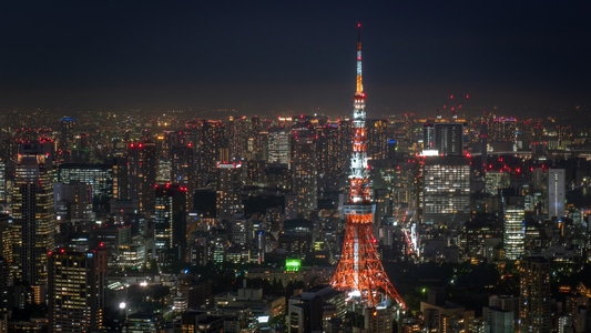 日本-东京塔-灯火-城市-夜景 图片素材