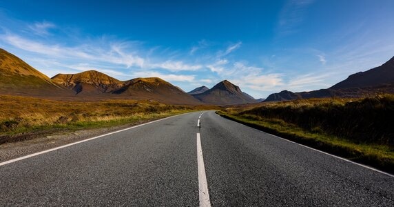 苏格兰-斯利格亨-蓝天-公路-野营 图片素材