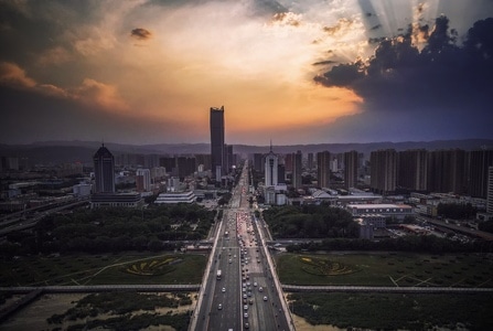 太原市-抓拍-色彩-日落-城市 图片素材