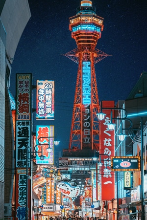 夜景-色彩-日本-大阪-城市 图片素材