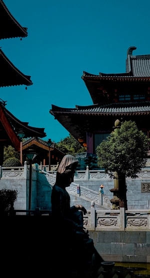 深圳-影-在路上-大华兴寺-女孩 图片素材