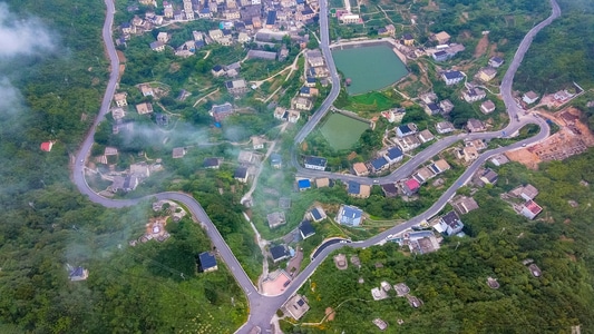 航拍-岛屿-公路-渔村-岛 图片素材