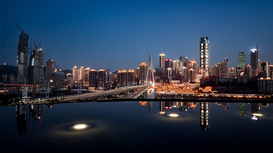 重庆-城市天际线-重庆夜景-网红机位-倒影 图片素材