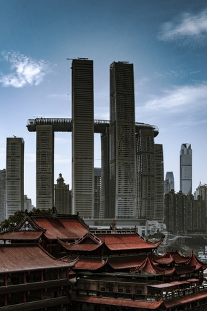 重庆印象-城市建筑-构图-对比-来福士 图片素材