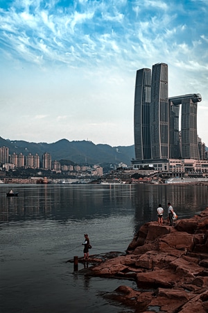重庆风光-水域-建筑-色彩-钓鱼 图片素材