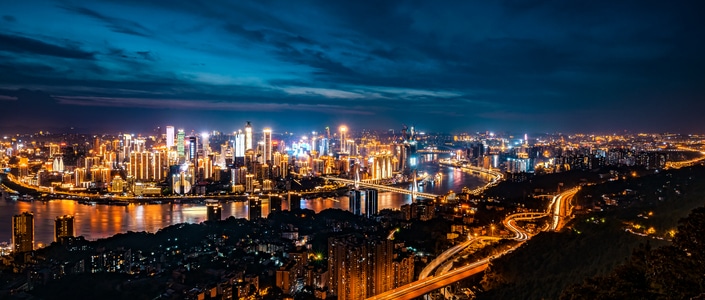 重庆夜景-渝中半岛-蓝调时段-风光-风景 图片素材