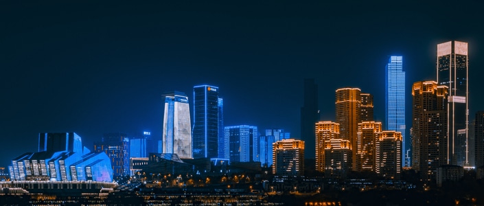 重庆夜景-蓝调时段-城市-城市风光-建筑 图片素材