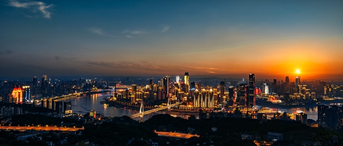重庆夜景-蓝调时段-渝中半岛-夜景-城市 图片素材
